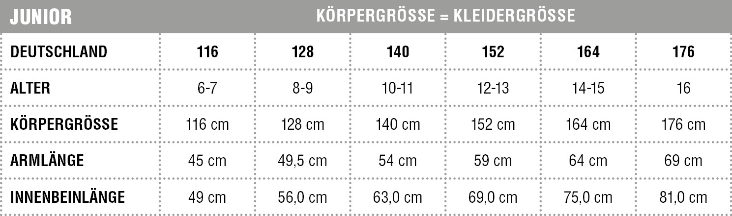 Grssentabellen Sommer - ZIENER - Gloves | Skiwear | Bikewear