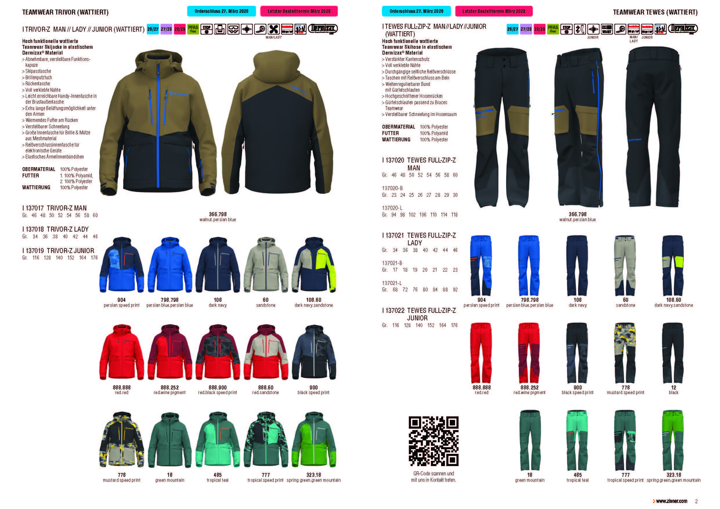 ZIENER TW W2627 Farbuebersicht Kollektion Trivor Tewes A4 1